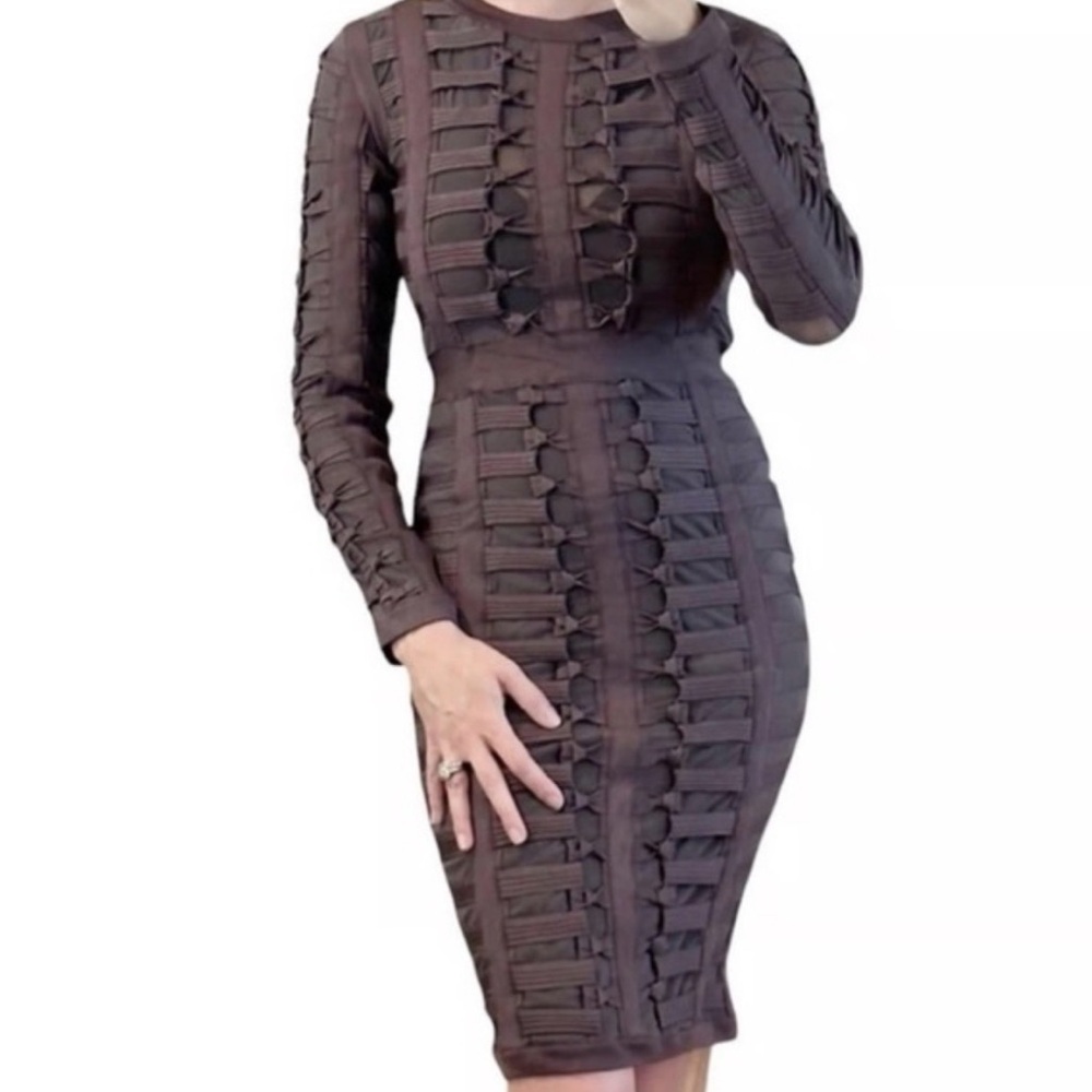 House of CB Chocolate Long-Sleeve Dress